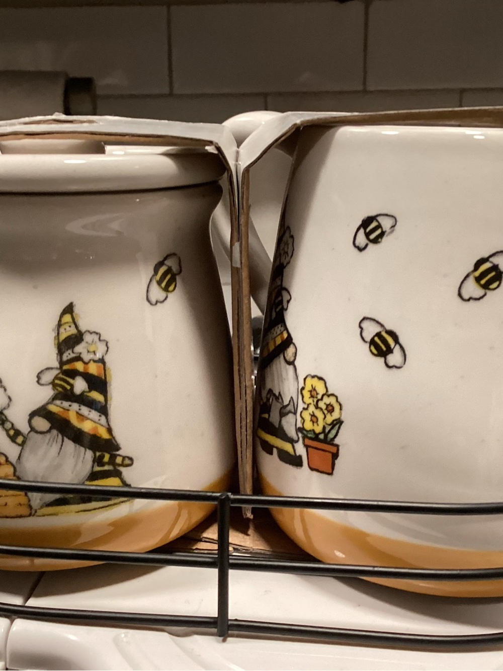 Heartland “HIVE” Gnome & Honey Bees Ceramic Sugar and Creamer Set NIP - Picture 3 of 7